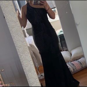 Lulu’s one shoulder black maxi